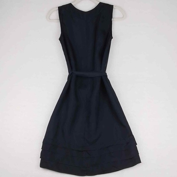 Banana Republic Dress XS Black 100% Silk Sleeveless Beaded Neck Belted Sheath - Picture 7 of 11